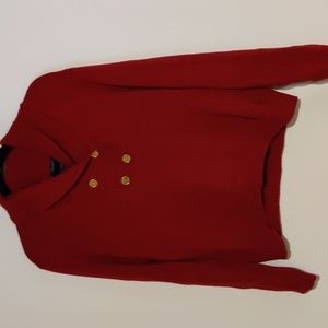 Chaps Red Pullover Sweater With Gold Buttons Size XL